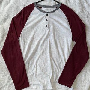 Men's Medium Old Navy Henley Long-Sleeve Shirt (Speckled White)